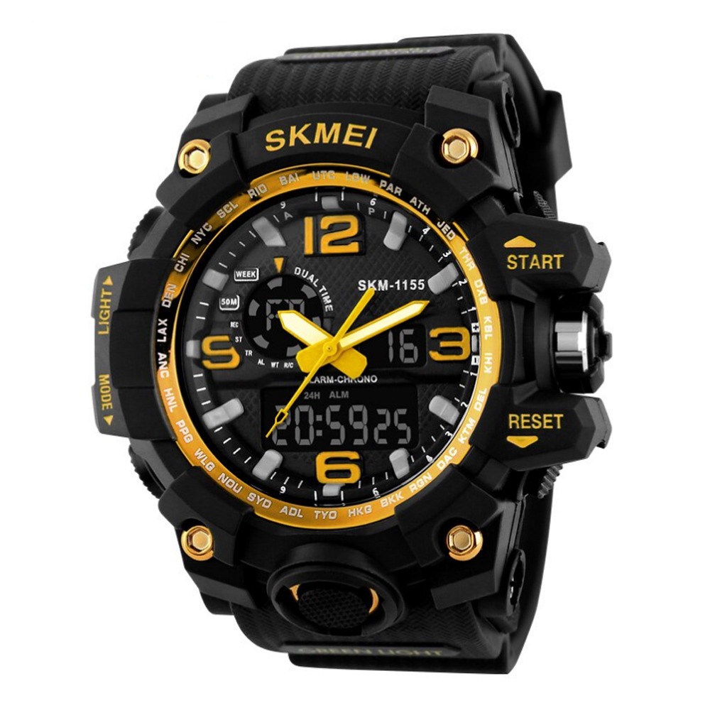 Relógio Masculino Skmei AnaDigi 1155 – Preto e Dourado – Cadastro